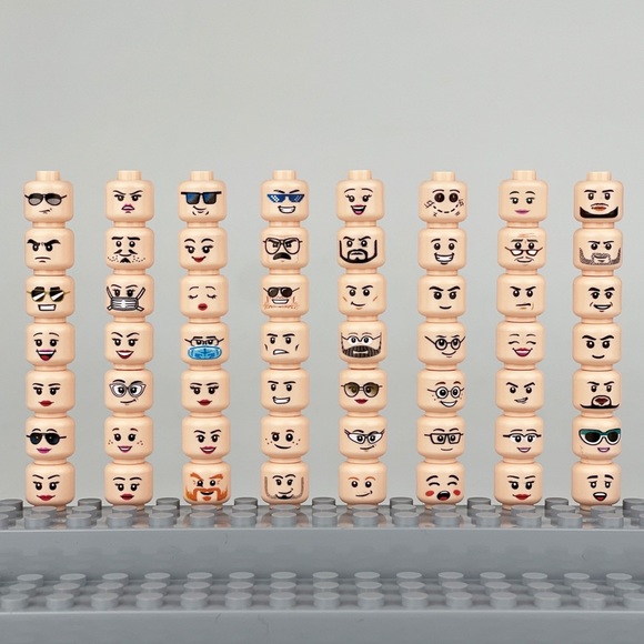 56x Heads with Expressive Facial Features - Build your own minifigure - Picture 2 of 4